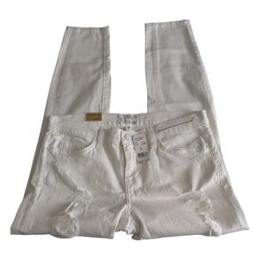 Current Elliott Size 29 The Stiletto Cropped Skinny White Tattered Jeans